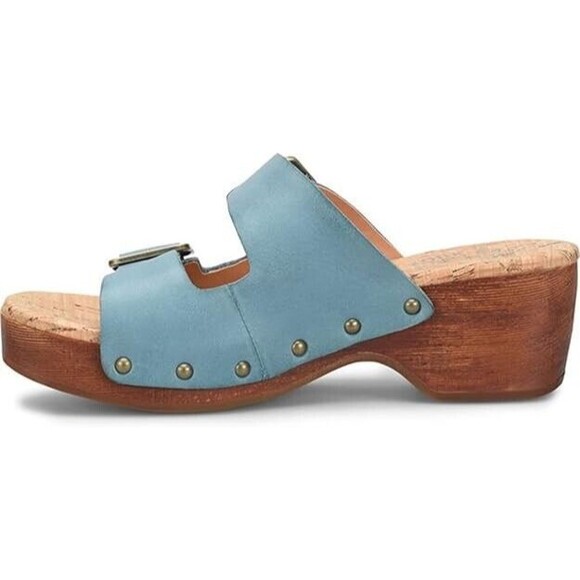 Kork Ease Saffron Turquoise Full Grain Leather Slide Sandals-NEW- SZ 9,10 - Picture 2 of 6